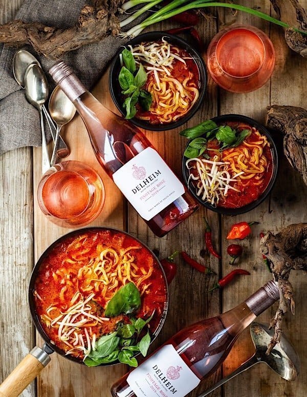 Delheim Pinotage Rosé With Noodle Soup