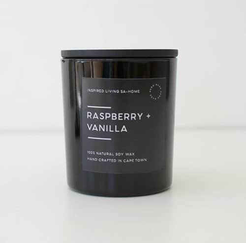 Black Glass Candle - Raspberry & Vanilla