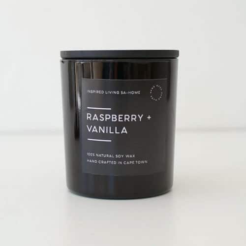 Black Glass Candle - Raspberry & Vanilla