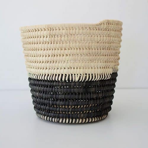 Handwoven Bamboo Planter Black and Natural