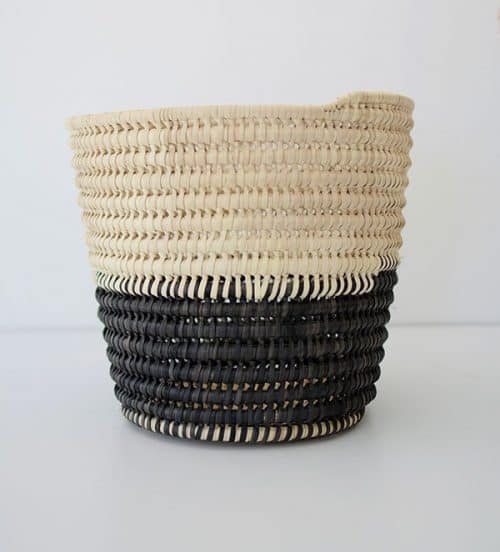 Handwoven Bamboo Planter Black and Natural