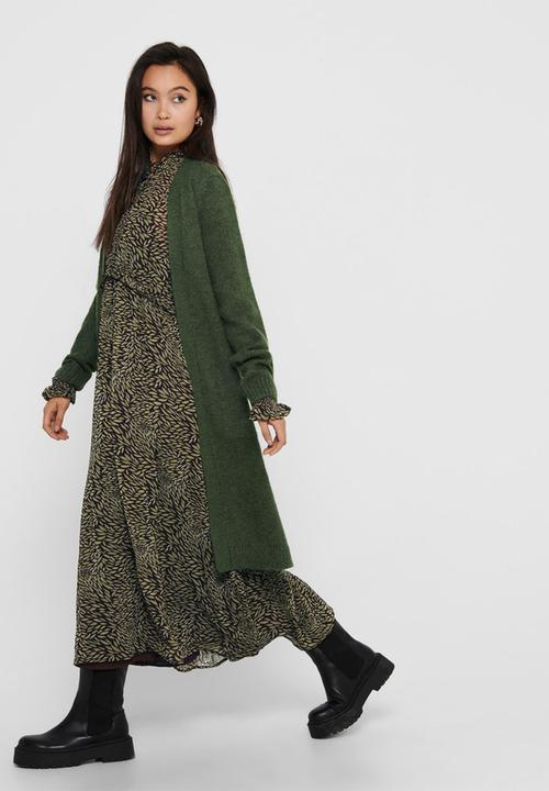 Longline cardigan with dress