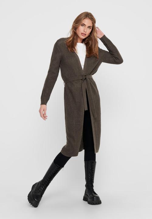 Long belted cardigan