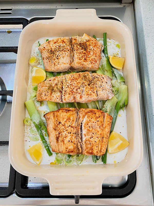 Easy Healthy Yellowtail Recipe with Leeks and Courgettes Inspired
